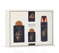 Lattafa Pride Brioche Vanille Gift Set 3-Piece (100ml EDP + 200ml Perfumed Body Spray + 20ml Travel EDP) - Unisex Long-Lasting Fragrance - Bergamot, Brioche Accord, Vanilla, Praline
