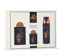 Lattafa Pride Brioche Vanille Gift Set 3-Piece (100ml EDP + 200ml Perfumed Body Spray + 20ml Travel EDP) - Unisex Long-Lasting Fragrance - Bergamot, Brioche Accord, Vanilla, Praline
