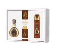 Lattafa Pride Masa Gift Set 3-Piece (100ml EDP + 200ml Perfumed Body Spray + 20ml Travel EDP) - Unisex Long-Lasting Fragrance - Saffron, Lemon, Mango, Amber, Suede