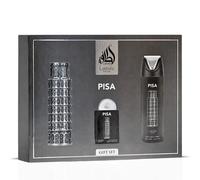 Lattafa Pride Pisa 3-Piece Gift Sets - Long Lasting Arabian Perfume For Men - Eau De Parfum & Perfumed Spray - Mediterranean Inspired Perfume Men Wit
