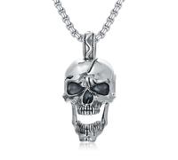 Lattd Skull Pendant Mori Necklace 925 Sterling Silver Skull Bone Jewelry Gift for Men Women, Sterling Silver, No Gemstone