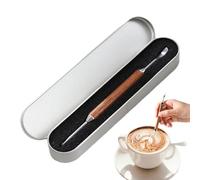 Latte Art Pen - Coffee Pattern Design Pen Art Pen with Two Ends | Professional Latte Art Tool, Coffee Stencil Pen Tool with Wooden Handle for Decorating Cappuccino La