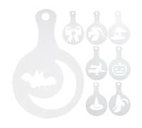 Latte Art Stencils, 8 Piece Halloween Food Stencils, Reusable Craft Mold for Kitchen Restaurant Baking Bread Cake Decoration Hotel