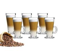 Latte Glasses, Coffee Mugs Set of 6, Hot Chocolate Mugs, Latte Glasses Dolce Gusto, Tea Cup Sets of 6, Glass Coffee Cups, Cappuccino Cups Set - 6Pcs Latte Glasses
