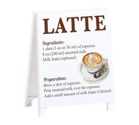 Latte Ingredients Recipe Coffee Sign Rustic Coffee Decor for Home Cafe Bar Coffees Lover Sign for Kitchen Coffees Cart Accessories Christmas Gifts for Barista Men Women - 5.59 x 4.33 inch Acrylic Sign