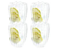 Latte Macchiato Glasses, Clear Iced Coffee Glasses, Double-Walled Coffee Glasses, Ripple Iced Coffee Glass, Ribbed Cappuccino Glasses, Double-Walled Glasses for Coffee, Juice, Milk and Bubble Tea (350