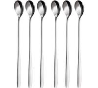 Latte Macchiato Spoons Set, 6 Pieces, 22 cm - Long Spoons for Cocktails and Desserts, Polished Stainless Steel, Dishwasher Safe