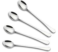 Latte Spoons Set of 4 Long Handle Stainless Steel Iced Tea & Cocktail Stirring Spoons for Coffee, Espresso, Hot Drinks, Chocolate, Desserts, Ice Cream