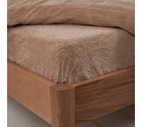 (Latte Taupe, Double 137x190cm) Teddy Fleece Fitted Sheet Thermal Warm Single Double King Bedding NEW