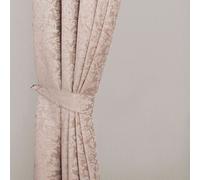 Homescapes Velvet Jacquard Curtain Tie Back Pair in Beige Homescapes Beige