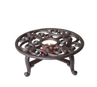 Lattice Cast Iron Pot Warmer Round Brown Hot Plate Candle Holder Trivet Stand