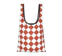 Lattice Grid Pink Romance Print Reusable, Foldable,Washable Grocery Bags Foldable in A Pouch Eco Tote Shopping Bag,Daily Shopping Loading