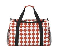 Lattice Grid Pink Romance Print Womens Sports Bags Travel Bag - Gym Tote Bag with Compartment,Duffel Bags for Men,Ladies Holdall,Carry On Weekend Travel Handbags for Women