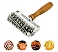 Lattice Pastry Cutter, Pastry Lattice Roller Cutter, Dough Roller Cutter with Wood Handle, Stainless Steel Lattice Pie Top Cutter, Time-Saver Baking Tool for Pizza Bread Puff Pastry Lattice Crust