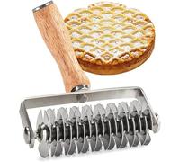 Lattice Pastry Cutter, Stainless Steel Pastry Lattice Roller Cutter | Dough Pizza Pastry Cutter Wheel with Wood Handle, Lattice Roller Cutter Baking Tools for Pastry, Bread, Pizza, Beef, Cookie