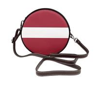 Latvia Flag Women Round Crossbody Bags Leather Sling Bag Purse