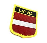 Latvia Latvian EU Europe Baltic Flag Iron On Embroidered Fabric Sew On Patch Pack of 1