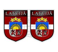 LATVIA Latvian Latvijas Republika Shield 75mm (3") Vinyl Bumper Stickers, Decals x2