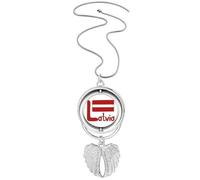 Latvia National Flag Red Pattern Pendant Angel Wings Rotating Necklace Jewelry