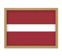 Latvia National Flag Vexillology World Flags Country Region Poster Artwork Framed Wall Art Print A4 Artery8 Light Oak One Size