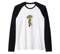 Latvietis Rooted in Latvia Flag Oak Tree Design Men's Boys Raglan Baseball Tee