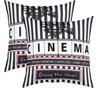 Latwerio 3D Cushion Covers Black and White Cushion Covers 65x65 cm Movie Square Pillowcases Set of 2 Decorative Throw Pillow Cases 26x26 Inch for Living Room Sofa Couch Bed Pillow Cases 2 Pack B765