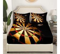 Latwerio Double Fitted Sheet Dart Board, 3D Fitted Bed Sheet Double Dartboard Deep Pocket 12 inch (30 cm) - Soft Microfibre Fitted Sheets - Shrinkage and Fade Resistant Bedding - Bottom Sheet R649
