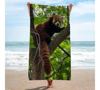 Latwerio Microfiber Quick Dry Beach Towel Red Panda, 3D Red Panda Pattern Beach Towels Absorbent Fast Drying Bath Towels, Travel Camping Gym Beach Swimming Bathroom Beach Towel 90x180 cm A712