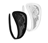 lau-fashion Set of 2 Women's C-String Mini Bikini Black White Underwear Lingerie S/M/L