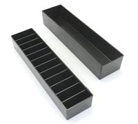 Laube Mini Blade Case Organizer for Clipper Blades - Professional 12 Slot Clipper Blade Caddy (9.25" x 2.25" x 2.25") - Detachable Snap On Lid- Made in The USA - Black - 2 Pack