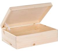 LAUBLUST Wooden Box with Lid - 40 x 30 x 14 cm, Natural, FSC® - All-Purpose Box without Handles - Storage Box | Memory Box | Craft & Gift Box