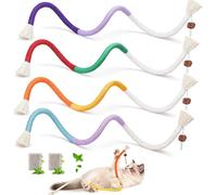 LauCentral 4 Pcs Natural Catnip Chew Rope, 27"/70cm Snaky Interactive Cat Toys, Includes Refillable Catnip Pouch, for Indoor Cats & Kittens No-Squeaky Teeth Cleaning & Stress Relief for All Breeds