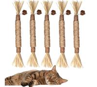LauCentral 5 PCS Natural Matatabi Silvervine Chew Sticks, Natural Dental Interactive Catnip Toys for Indoor Cats & Kittens, Suitable for Teething and Stress Relief