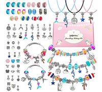 LauCentral 73 Pieces Charm Bracelet Making Kits, Jewelry Making Supplies Beads DIY Crafts Set with Snake Chain String for Christmas Gifts for Girls Teens Children Age 5-12 (TY004-VC2)