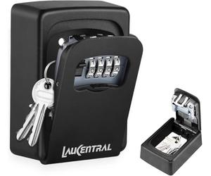 LauCentral Key Safe Wall Mounted, Enhanced Security 4-Digit Combination Key Lock Box Outdoor, 500g Heavy Duty Full Zinc Aluminium Alloy Waterproof Key Cabinet for Home Garage Office & Keycards