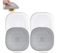 LauCentral Silicone Drain Protector with Sucker - 4 Pcs | Drain Cover Hair/Food Catcher with Sucker for Bathroom, Kitchen, Shower, Sink Strainer Drain Protector (White + Grey)