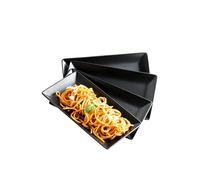 LAUCHUH Serving Platters, 10” Porcelain Serving Tray Sushi Plates Rectangular Platters for Halloween Gifts, Sushi, Dessert Cake, Appetizers, Meat, Microwave and Dishwasher Safe, Set of 4, Black