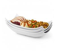 LAUCHUH Serving Platters, Porcelain Decorative Bowl White Serving Dishes for Entertaining Decorative Centerpiece Deep Bowl Set Set of 3, 12-Inch for Thanksgiving, Christmas, Party