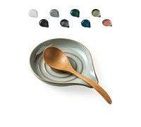 LAUCHUH Spoon Rest, 5" Large Spoon Holder for Stove Top Ceramic Spoon Rest Spatula Rest for Kitchen Utensils, Ladle, Coffee Spoons, Cooking spoons, Spatula, Tongs, Christmas, Unique Gray