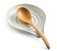 LAUCHUH Spoon Rest for Stove Top, Ceramic Spoon Holder Large Spault Rest for Kitchen Counter Coffee Spoon Holder Cooking Utensil Rest Modern Farmhouse Kitchen Décor, Cream, 5 Inch