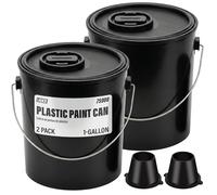 Lauco 2-Pack Plastic Paint Cans with Lids, 1 Gallon Unlined Storage Containers - Durable Tinplate Buckets for Paint, Solvents, Craft Supplies & DIY Projects