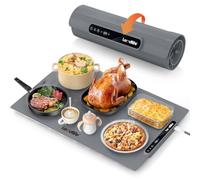 Laudlife Electric Warming Mat for Food, Roll-Up Silicone Heating Pad with 7 Adjustable Tempmaster Levels, Foldable Warming Tray for Countertop,Buffet Party, Kitchen & Home, Child Lock, Dark Grey