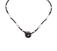 LAUDLY 2023 Self-Made National Trend Beads Lucky All-Matched Coloured Glaze Necklace Retro Beaded Chain Necklace