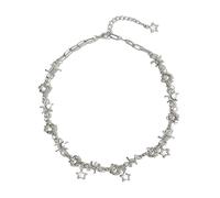 LAUDLY Thorn Splicing Moonstone Necklace Trend Men Women Punk Gothic Five-Pointed Star Love Necklace Temperament Jewelry