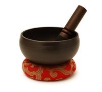 Laudmen Tibetan Singing Bowl Set - Handcrafted Meditation Sound Bowl with Mallet & Cushion - Inner Peace & Energy Cleansing Tool - Ideal for Yoga, Reiki & Spiritual Spaces (Bronze - 4 Inch)
