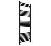 lauenberg 500x1400mm Towel Warmer Flat, Wall Mounted Matte Black Plated Steel Bathroom Towel Rail Radiator, Suitable for Central Heating, Electric and Dual Fuel