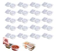 LAUFUY Reusable Snack Box with Compartments, Double Compartment Snack Pots, Portable Hinged Lid Clear Plastic Snack Containers Snack Packs Portion Cups for Home, Kitchen, and On-the-Go (20PCS)