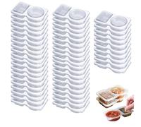 LAUFUY Reusable Snack Containers, Double Compartment Snack Pots with Lids, Portable Snack Box with Compartments, Snack and Dip Containers Packs Portion Cups for Home, Kitchen Grab and Go (50PCS)