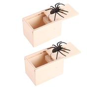 LAUFUY Spider Scare Prank Box, Funny Spider in a Box Prank, Spider Prank Box Hidden in Case, Prank Wooden Spider Box Prank ScareBox Joke Trick Play Toys, Spider Toy for Kids Adults (2PCS)