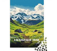 Laugavegur Trail Iceland Landscape Art 1000 Piece Jigsaw Puzzle, Lakeside Architecture Scene, Premium Paper Puzzle, Decorative Artwork for Adults, Travel Gift, 52x38cm/1000pcs